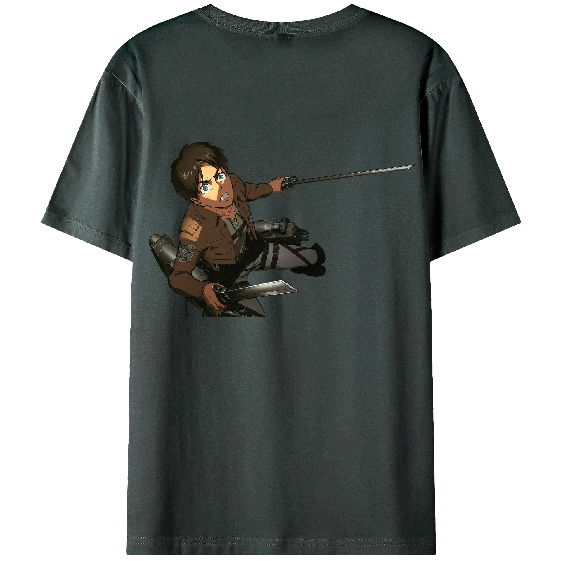 （画像用） 進撃の巨人 エレン･イェーガー Attack on Titan Eren Jäger 綿100％ メンズ半袖Tシャツ（バックプリント） 通気性